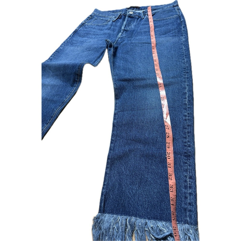 3x1 NYC Cropped Frayed Jeans Women Size 31 Medium Blue USA Made Fringe Boho Fun - Picture 5 of 10